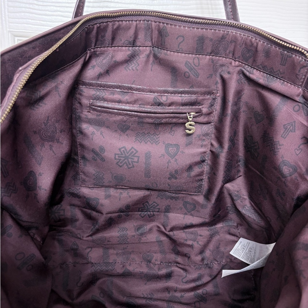 Desigual Bols Bold Sicilia Zipper Large Tote Bag In Burgundy - Picture 8 of 8